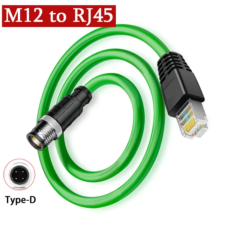 

D-type M12 Male Female to RJ45 Network Cable Connector 4Pin M12 D-Coding Ethernet Wire Industrial Camera Sensor Drag Chain Line