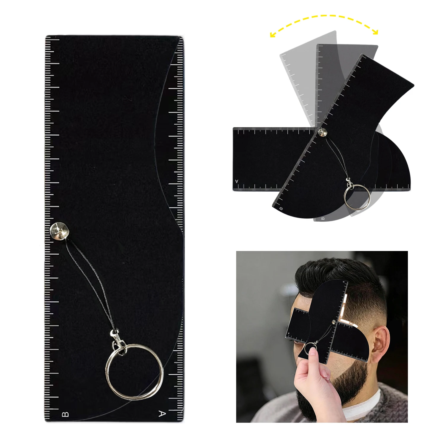 Rotating Enhancement Card for Barbers Multi-Angle Barber Line Up Tool and Hairline Shaping Guide