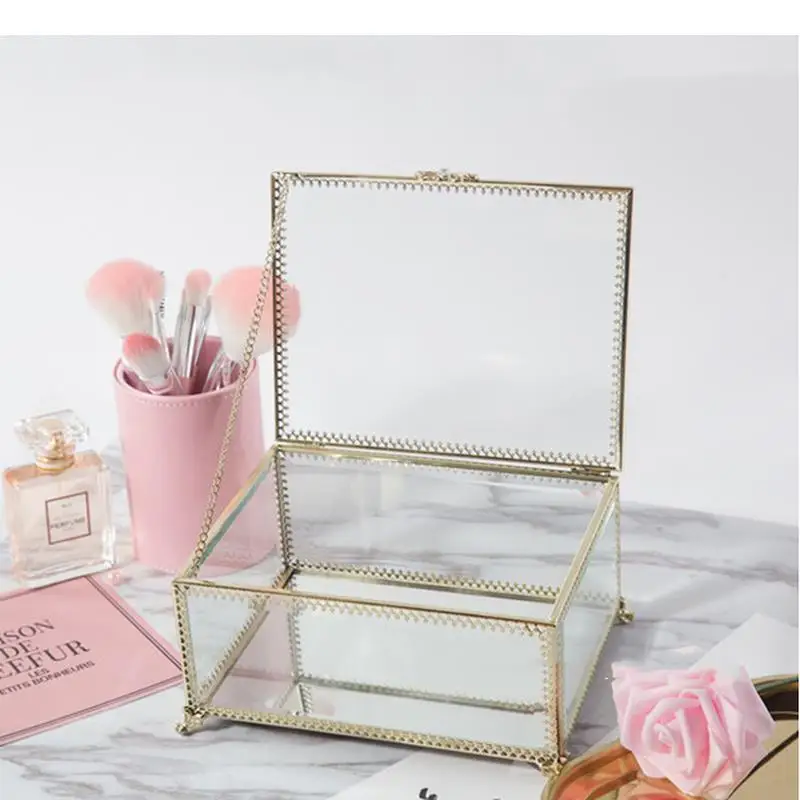 

Rectangular Jewelry Storage Box Glass Jewelry Box Jewelrys Organizer Display Stand Home Storage Display Boxes Cosmetic Boxes