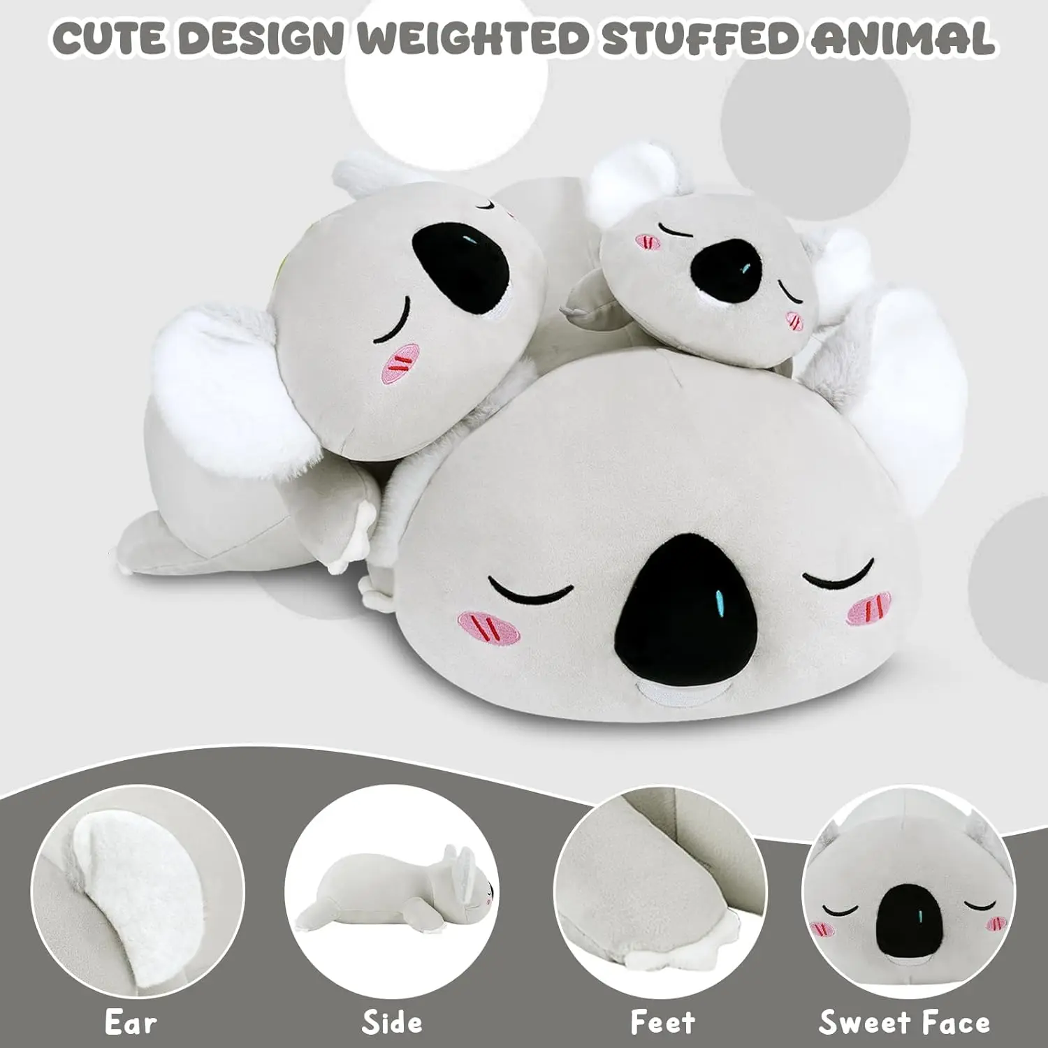 Peluche de Koala con Cuentas, Adorable Almohada de Regalo para Adultos y Niños, 9.8 Pulgadas