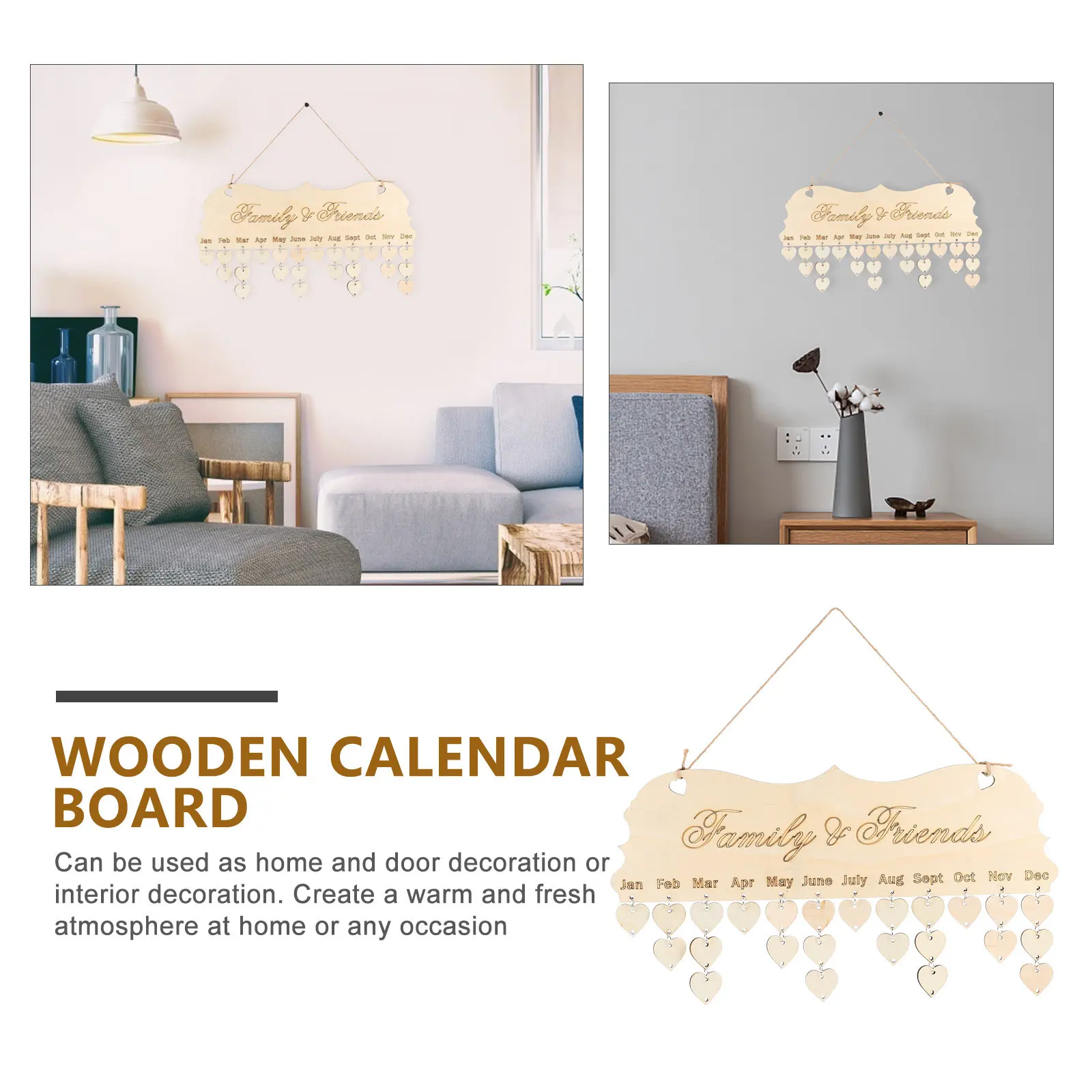 

Настенный деревянный календарь-органайзер DIY с подвижными элементами для напоминаний о днях рождения и декора дома