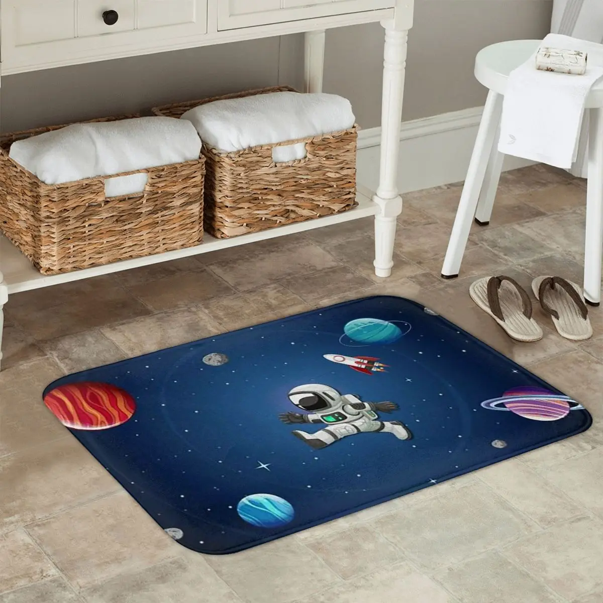 

Коврик с принтом планеты и космонавтов, кухонный вход, домашний напольный коврик, нескользящий ковер для ванной комнаты, коврики для ног