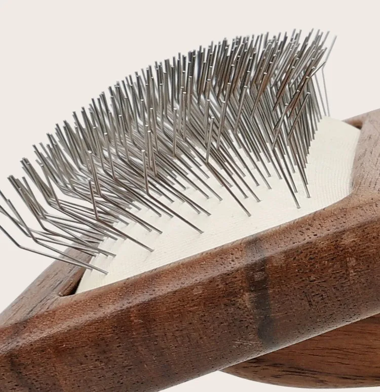 Hundekamm aus Massivholz, Hundebürste mit Komfortgriff, Tierpflegebürste, Holzkämme zur Fellreinigung für Hunde und Katzen, Haustierzubehör – Detail 4