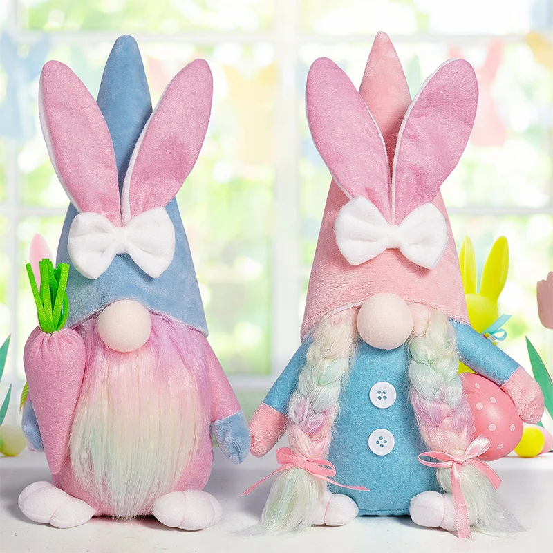 Easter Bunny & Egg Decorative Crafts Cartoon Bunny And Egg Family Plush Decorations Children's Festival Gifts Decorations