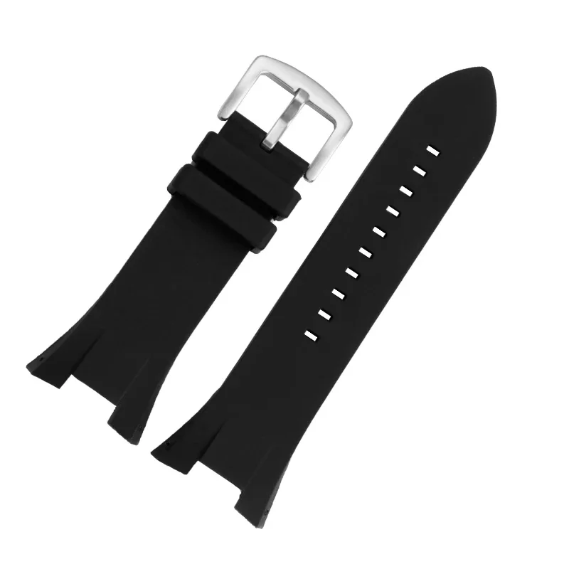 High-quality Silicone Watchbands for Armani Ax1803 /1042/1050 - Soft Black Red Strap 31x14mm Men's Soft Watch Strap