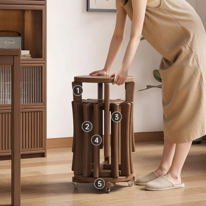 Solid wood stool creative stackable combination footstool home living room leisure bench storage round stool entrance shoe stool