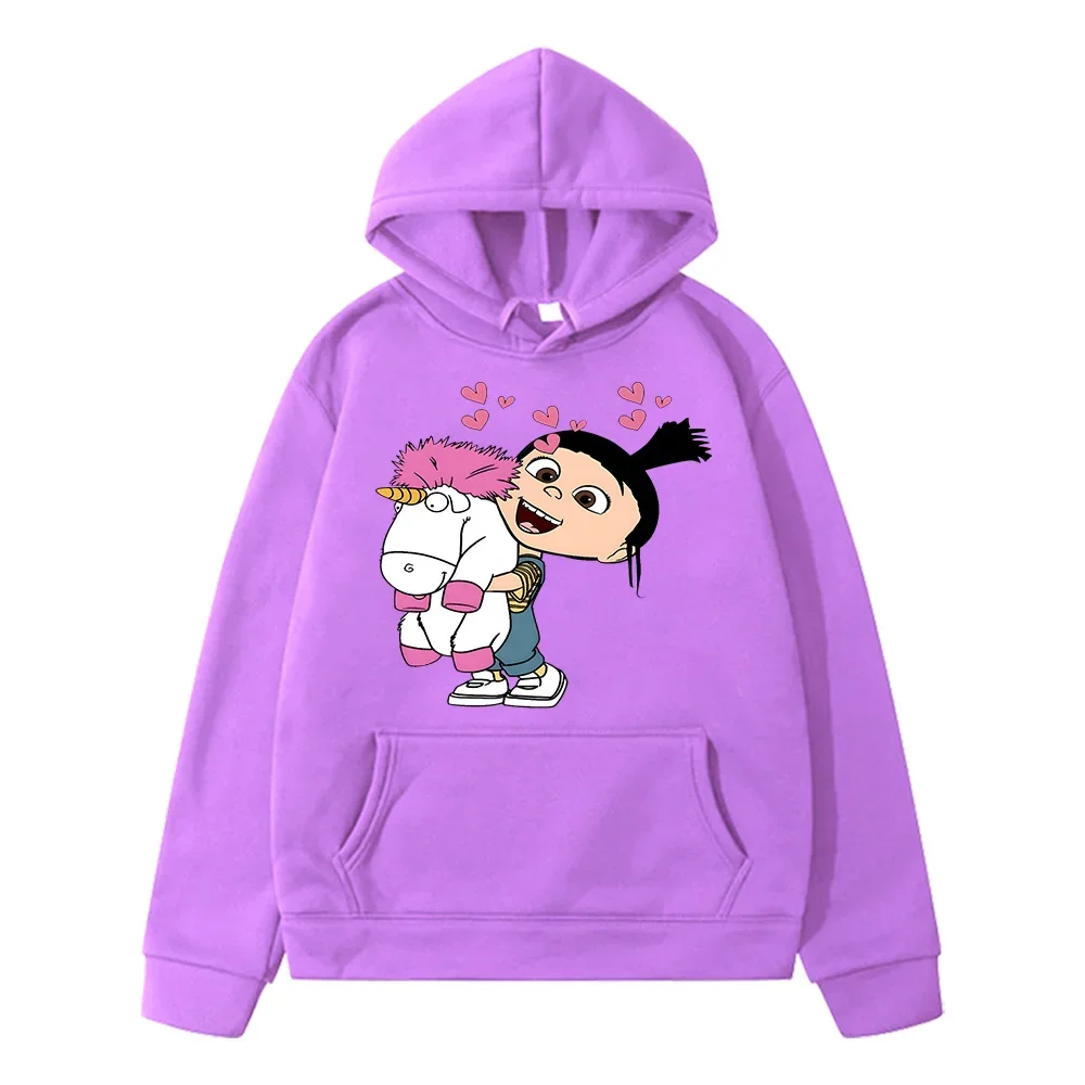 Agnes and Unicorn Cute Fashion Children Hoodies Cartoon Graphic Sweatshirts Hoody Boys/Gilrs Clothes Streetwear Tops Long Sleeve