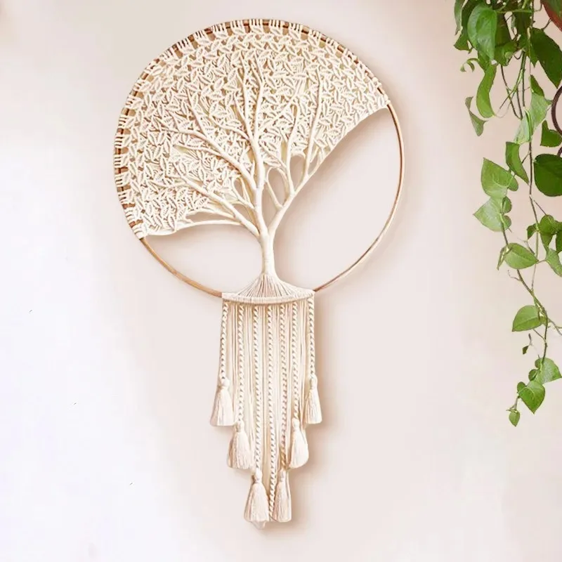 Handwoven Tree of Life Fortune Tree Dream Net Home Wall Decoration Tapestry Tapestry Homestay Living Room Tassel
