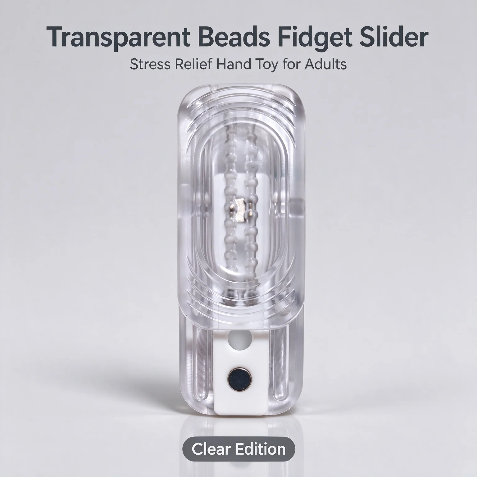 Transparent Magnetic Bead Chain Fidget Toy EDC Slider Push Pull Pocket Clicker Stress Relief Hand Toy for Adults Collection