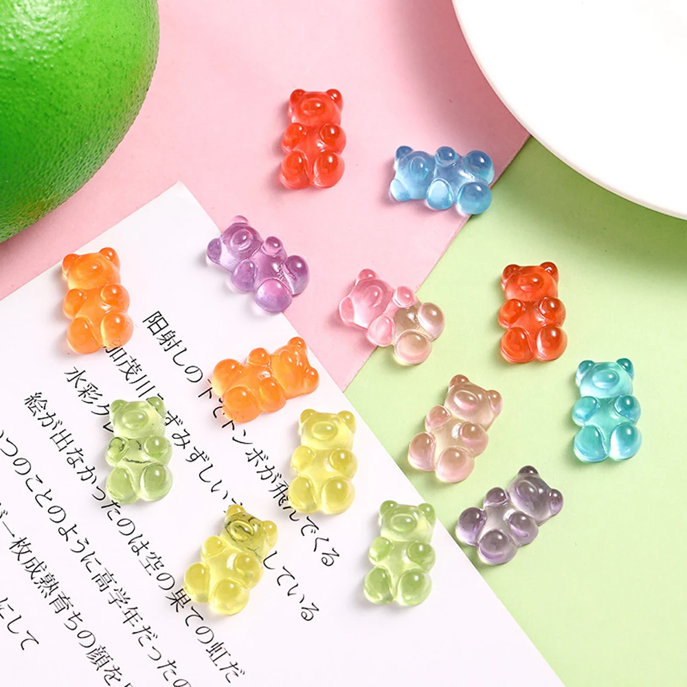 20pcs 3D Cute Gummy Bear Jelly Sugar Shape Jewelry Colorful Candy Nail Parts Kit Manicure DIY Kawaii Charms Nail Art Decoration