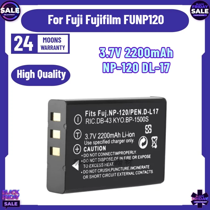 3.7V 2200mAh NP-120 DL17 D-L7 DB-43 Battery for Fuji Fujifilm FUNP120  M603 Zoom Pentax MX4 MX550 RICOH GX8 300G 500G + Charger