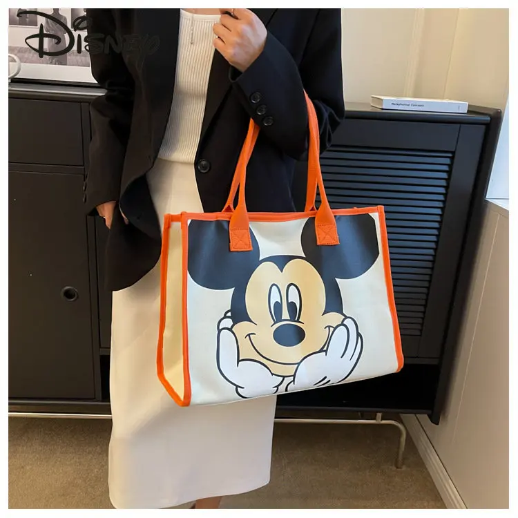 Disney Mickey moda damska torebka kreskówka duża pojemność torba na ramię na co dzień wszechstronna ekologiczna torba na zakupy