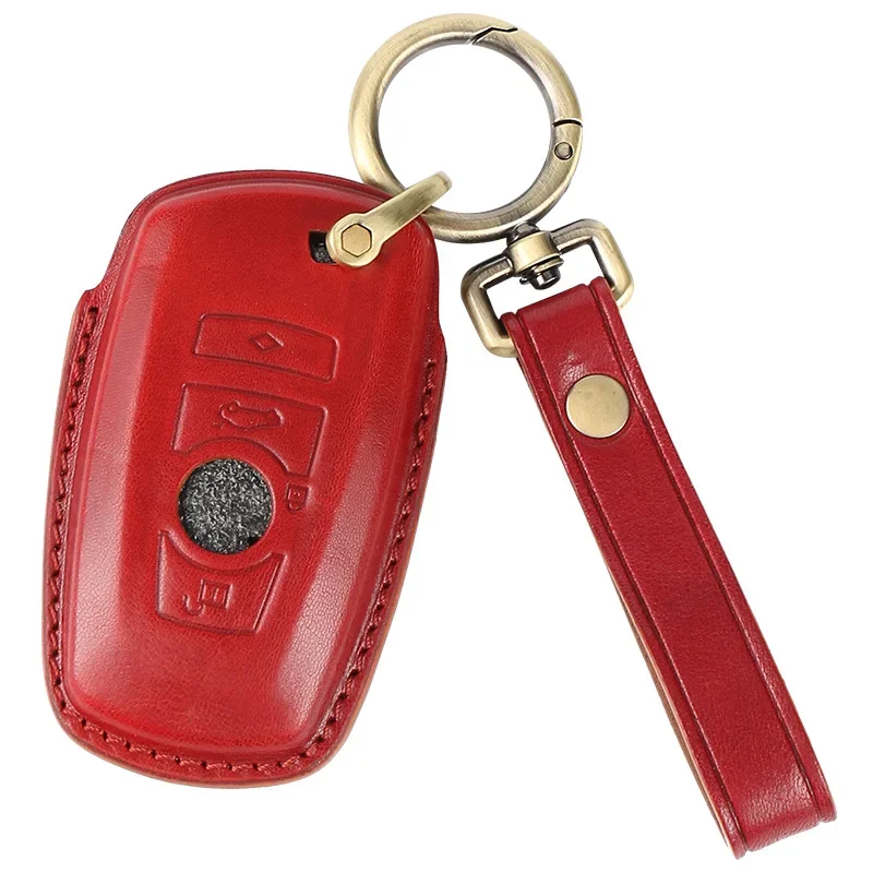 Handmade Leather Car Key Cover Purse Protection Keychain for BMW 1 Series 3 Series 5 Series 525LI 320LI X1 X3 X4 for Man Women