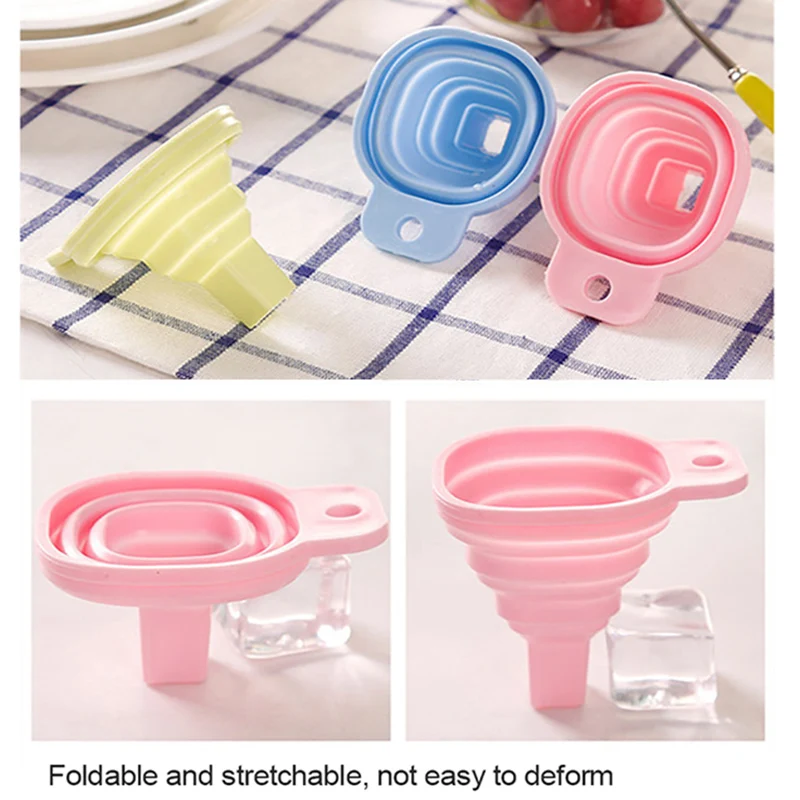 Silicone Funnel Folding Telescopic Long Neck Funnel Food-Grade Mini Funnel Portable Household Liquid Dispensing Kitchen Tools