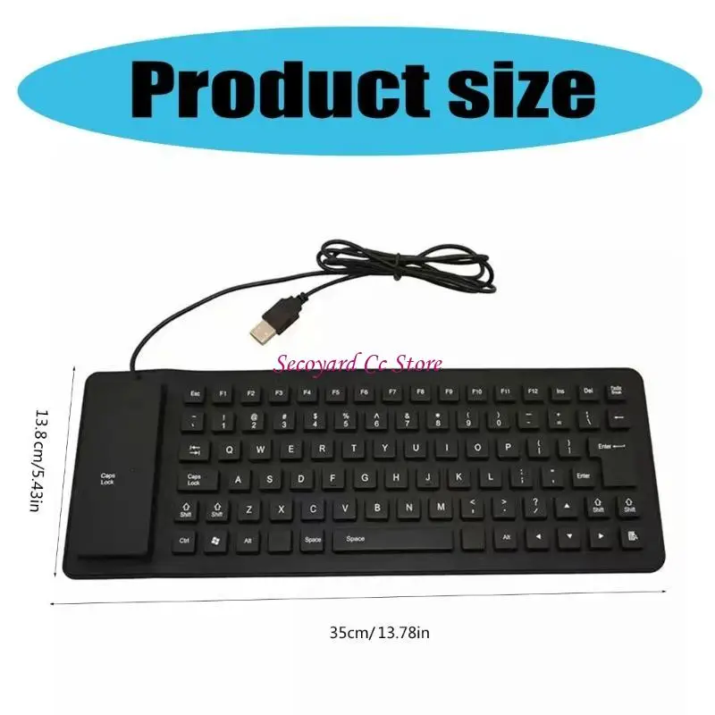 N3UC Portable Silicone Keyboards 85Keys Quiet Typing USB Wireds Keyboards for Computers