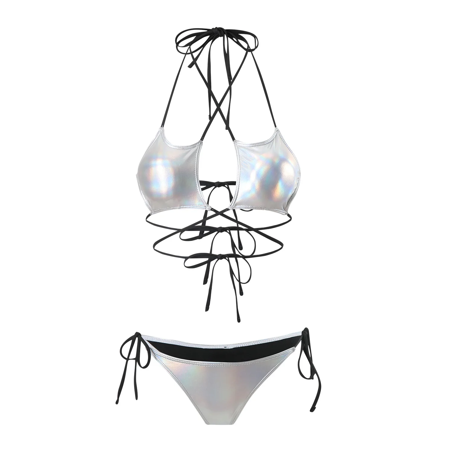 Nouveau Sexy bronzant cinq étoiles cordon bretelles maillot de bain fendu Bikini