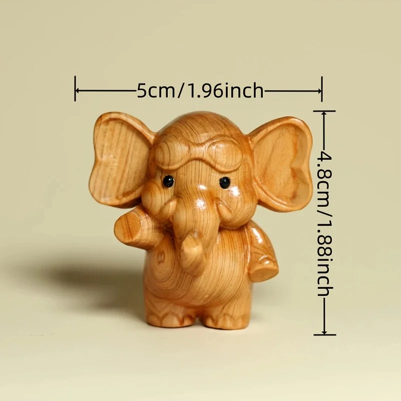Handcrafted Wooden Elephant Figurine - Versatile Indoor/Outdoor Decor for Christmas, Diwali, New Year & Prosperity Celebrations view 2