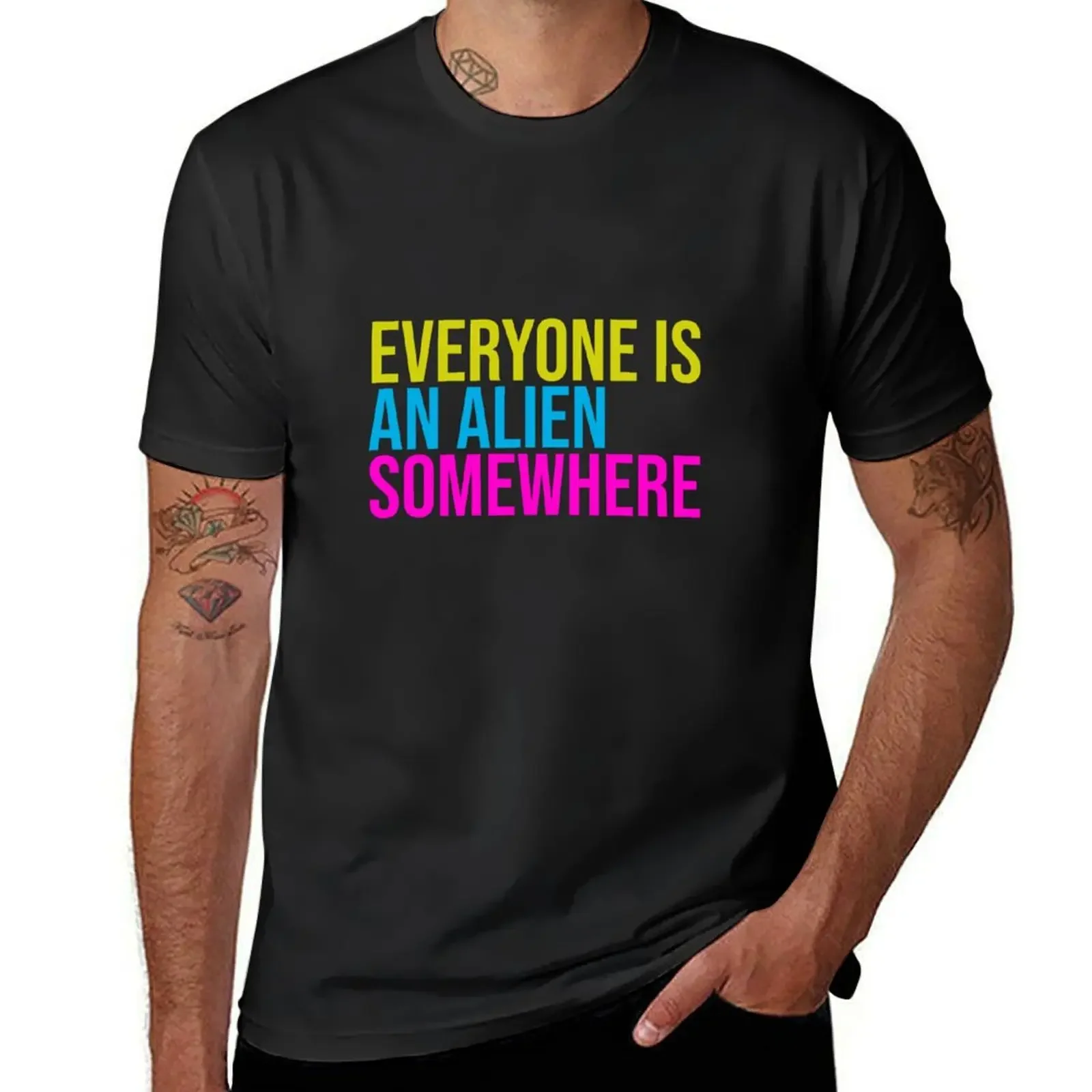 

everyone is an alien somewhere T-Shirt summer top oversized t shirt oversized heavy weight t shirts for men