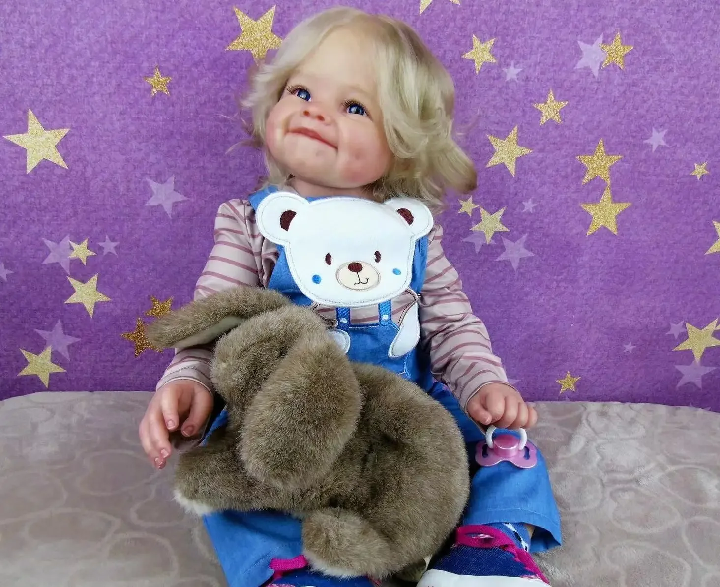 St.Store, suministro limitado personalizado, bebé Reborn Raya de 28 pulgadas con pelo blanco, muñeca ya terminada, regalo de Navidad