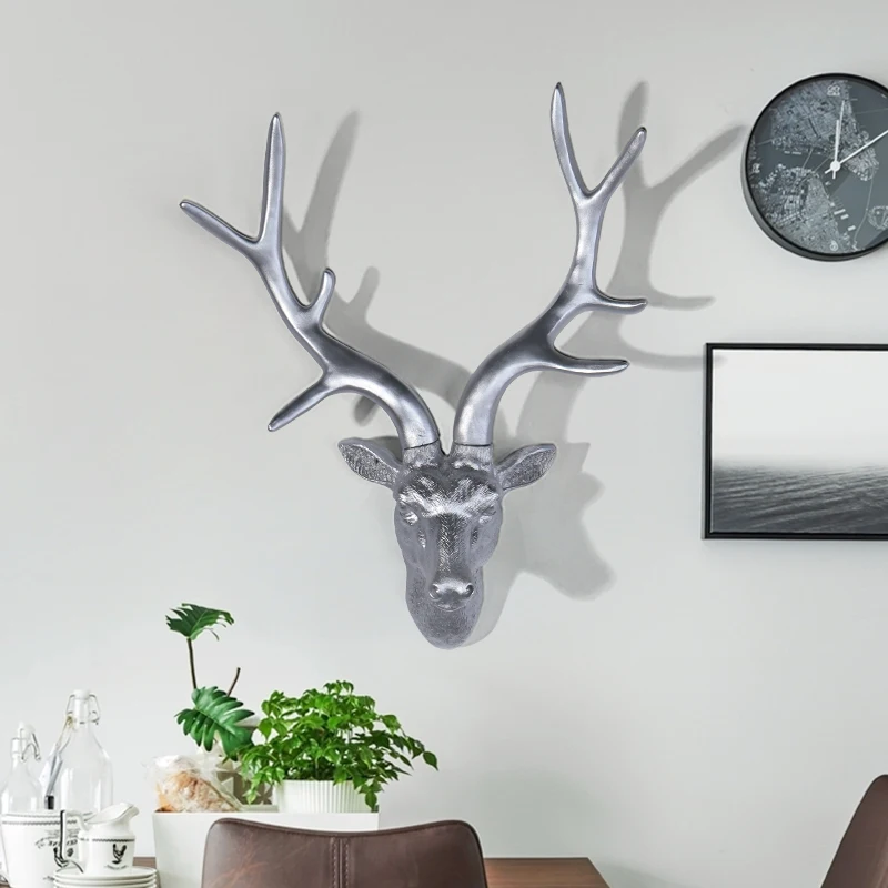 European Deer Head Wall Decor Rustic American Country Style Animal Mount for Home, Office or Entryway