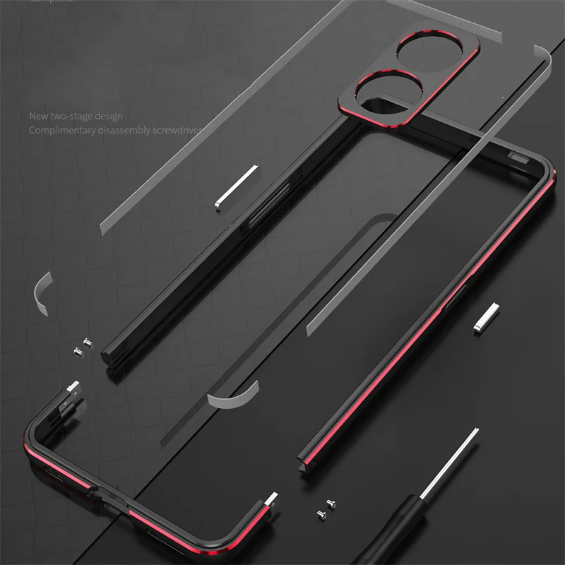 For OPPO Reno 9/9 Pro /9 Pro+ Matel Bumper Case Slim Game Cover with camera Protector