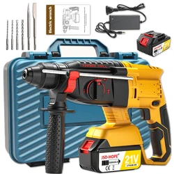 Cordless Brushless Impact Drill, 4.0Ah Battery, Compatible With Makita Batteries, 3-Mode Function, Rotary Drill Bits Set, Auxiliary Handle, Stepless Speed, Multifunctional Electric Hammer For Home Concrete & Renovation