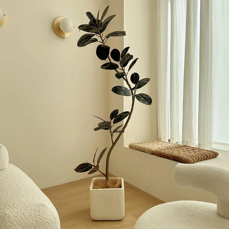 

green plant black king Kong rubber tree interior decoration ornaments high-end light luxury fake plants