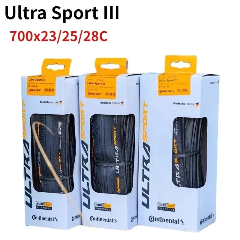 

1 Pair Ultra Sport III 700x23/25/28c Black Folding PureGrip 3 Road Bike Tire Folding Tyre