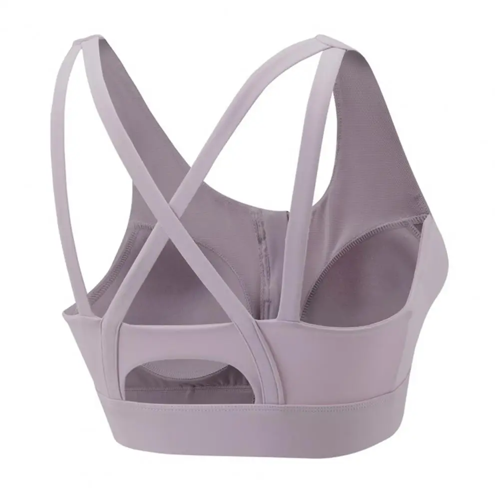 Wome Sport Bra Front Zipper Closure Wireless Push-up Yoga Jogging Bra Vest Type Wide Shoulder Straps Shockproof Supportive Bra