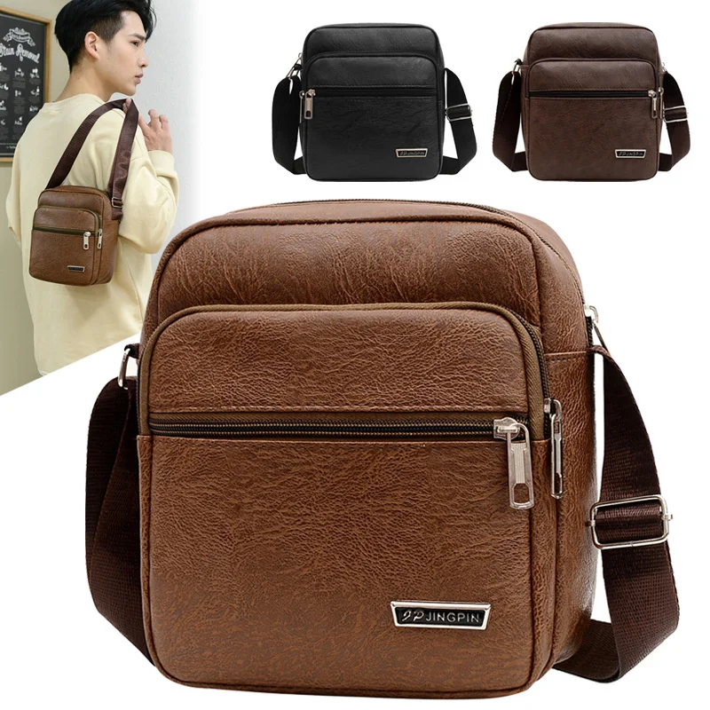 

Fashion PU Leather Men's Shoulder Bag Large Capacity Male Crossbody Bag Business Messenger Bag Casual Sling Bag