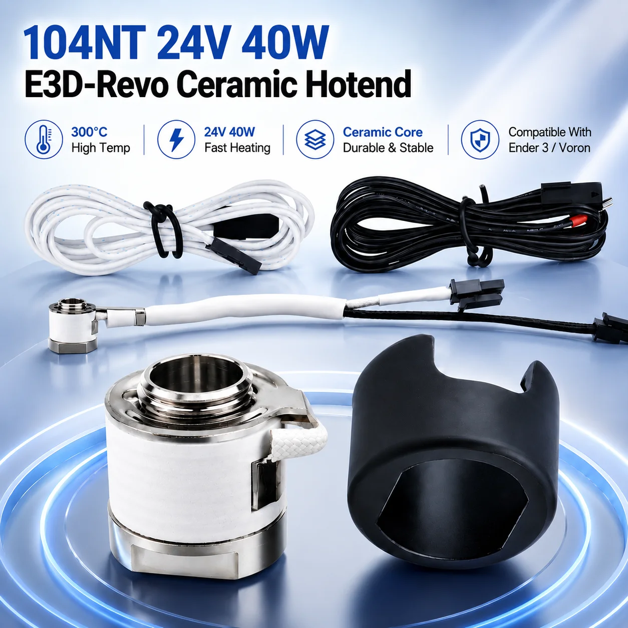 24V 40W 104NT E3D‑Revo Ceramic Hotend Kit 300℃ Quick Heating Hot End With Silicone Sock For Ender‑3 Voron Prusa 3D Printer Parts
