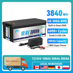 12V 300AH LiFePO4 Battery,3840Wh Rechargeable Lithium Battery With BMS,Up to 6000+ Cycles & Low Self-Discharge, for RV,Marine