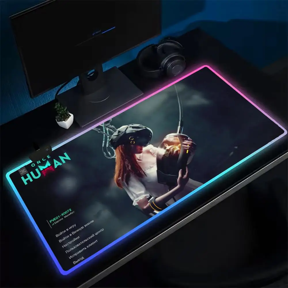 15 O-Once H-Human Gamer Mouse Pad Anime Gaming Mouse Pad LED Table Pads Backlit Rubber Desktop XXL Mousepad RGB Desk Mats