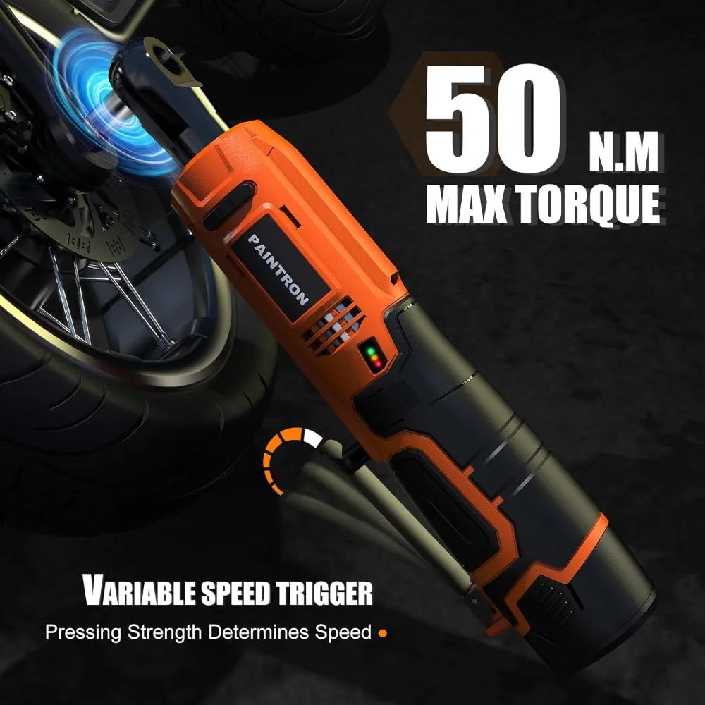 Kit chiave a cricchetto a batteria 12V, attacco 3/8, coppia 50N.m, velocità variabile, 2 batterie agli ioni di litio da 2000 mAh, ideale per il settore automobilistico