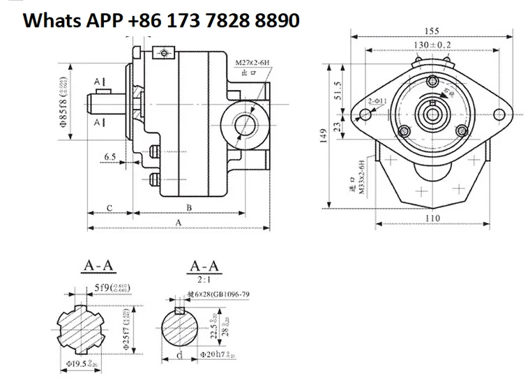

High pressure gear pump CB-FC25 loader forklift oil pump CB-FC32/40/50/60 spline hydraulic oil pump