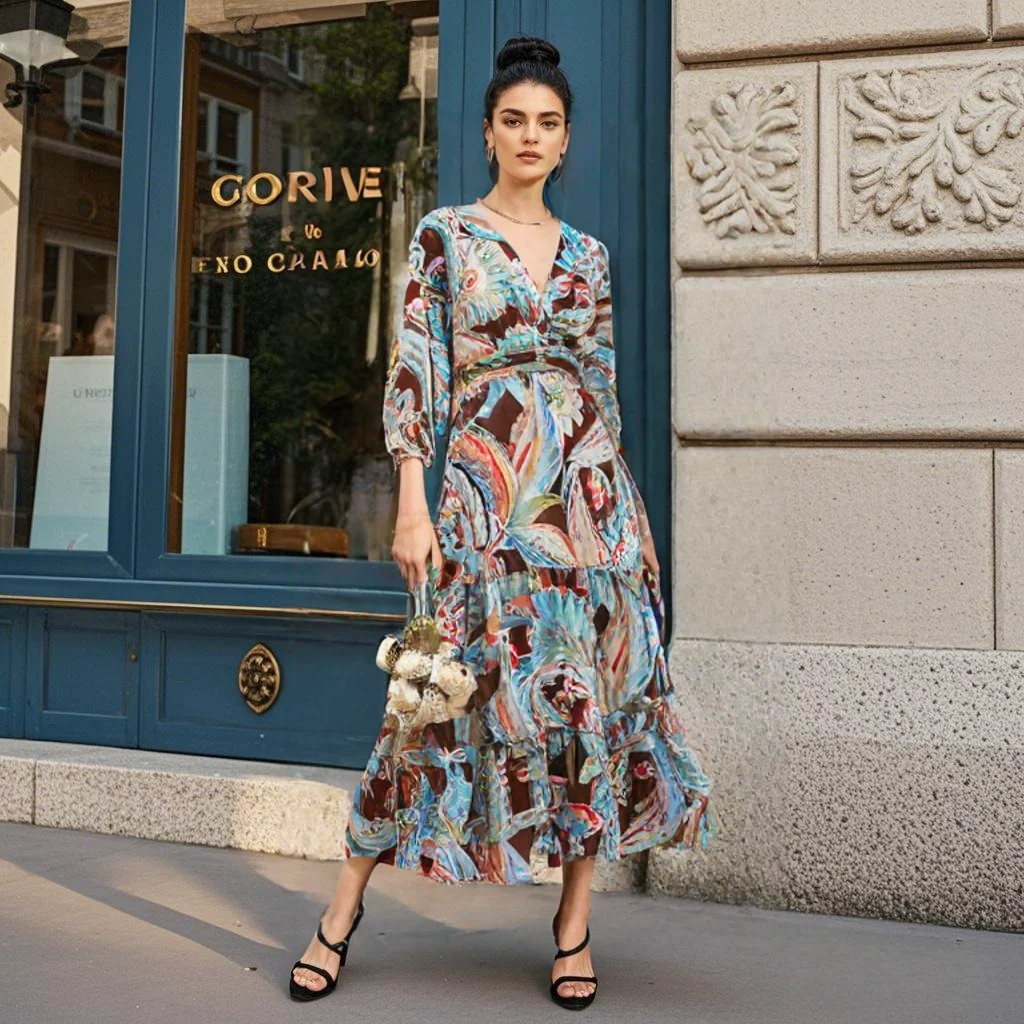 

PB&ZA Women's Dress with Knot Detail and Floral Prints Stylish Design for Charming Look in Any Occasion