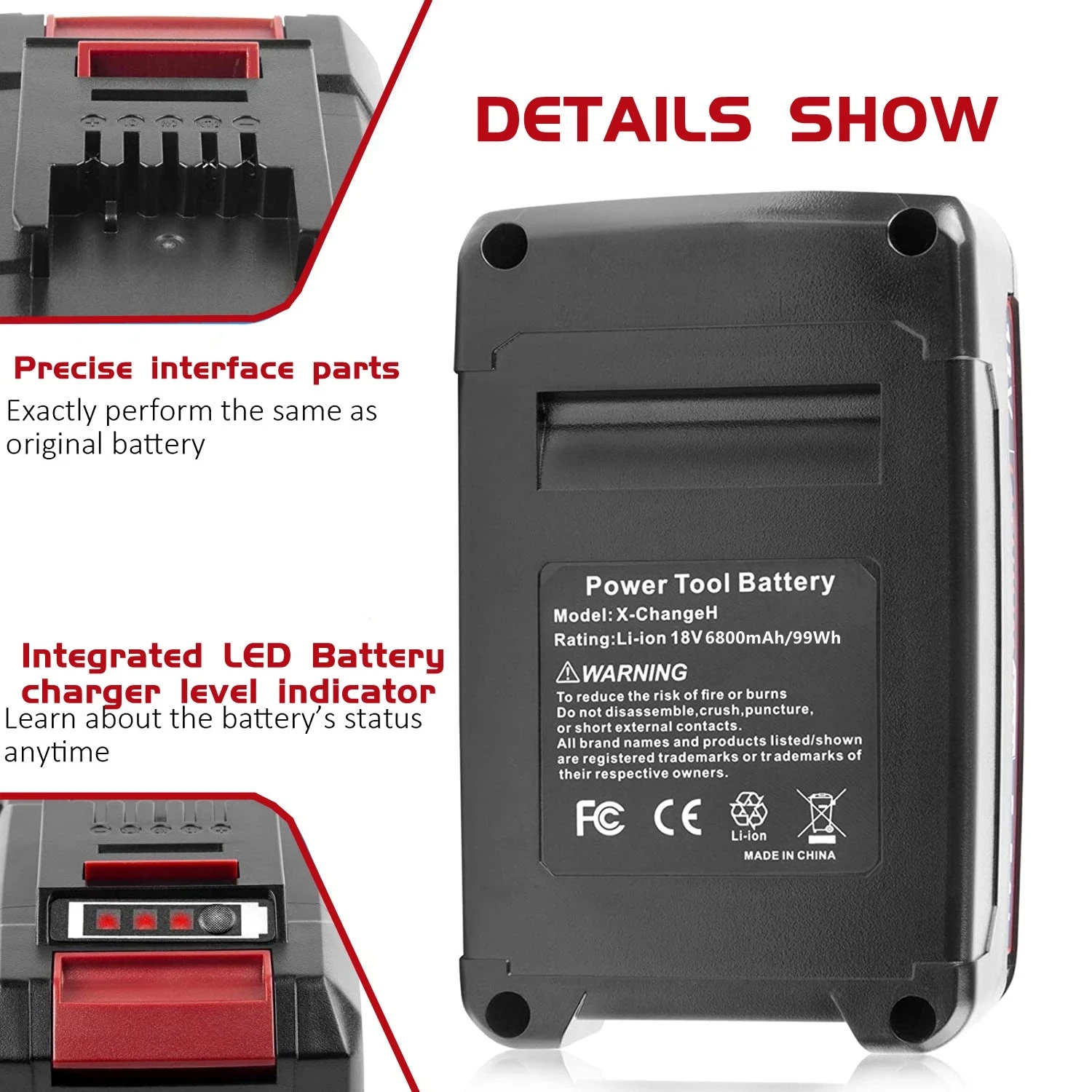 Imagem -04 - X-change 6800mah Substituição para Einhell Power X-change Bateria Compatível com Todas as 18v Einhell Ferramentas Baterias com Display Led