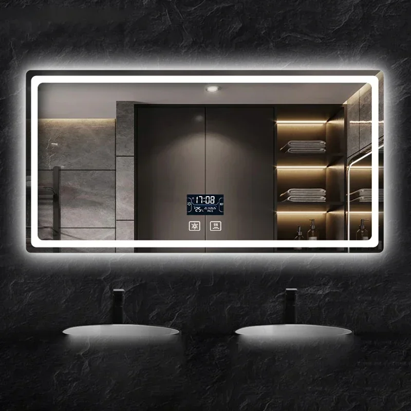 Makeup Bathroom Mirror Light Large Magnifying Wall Bath Mirrors Shaving Square Dressing Espejos Para Maquillaje Bathroom Fixture