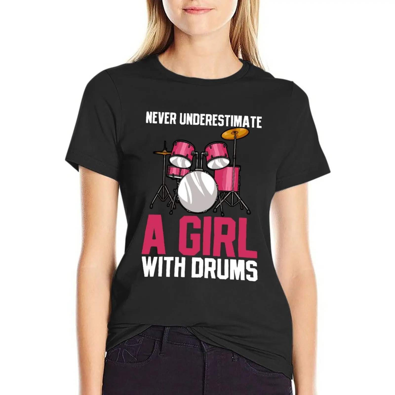 

Drummer Girl Drums Player Drumming T-Shirt cute tops new edition Short sleeve tee T-shirt Women