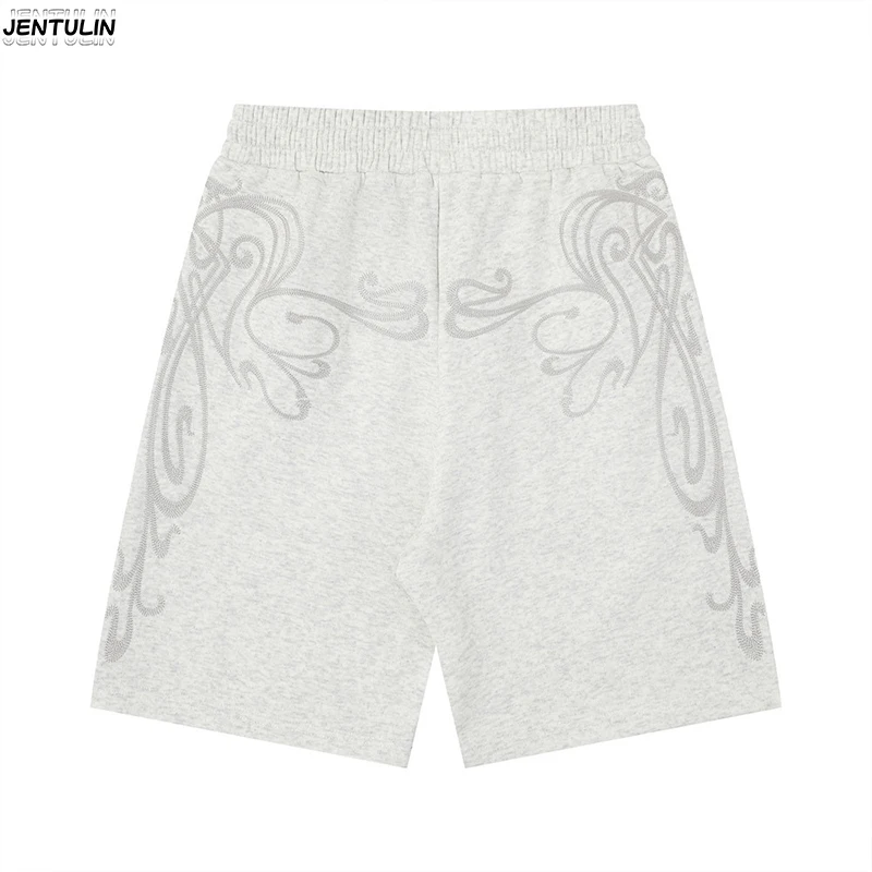

Creative Design Casual Shorts For Men Hip-Hop Trend Floral Embroidery Loose Fitting Sports Five Quarter Pants Niche Men Clothing