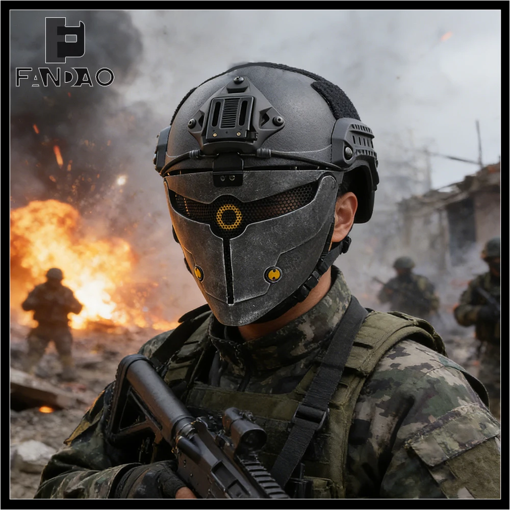 

Fast Tactical Helmet Sets with Full-Cover Airsoft Mask Full Set of Paintball Protective Gear for Halloween CS Hunting Shooting