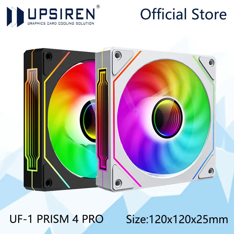 UPSIREN UF-1 PRISM 4 PRO Wentylator do obudowy komputera 12 cm ARGB 4-pinowy cichy wentylator chłodzący PWM 12V Duża objętość powietrza 45,2CFM/600-1500RPM