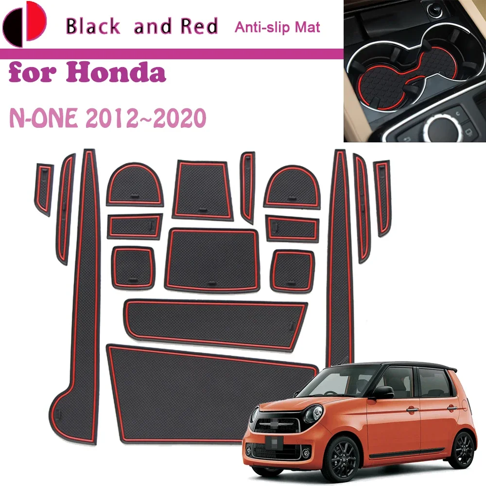 Rubber Mat Door Groove for Honda N ONE JG1 JG2 2012~2020 Cup Cushion Gate Storage Slot Coaster Dust-proof Anti-slip Sticker Pad
