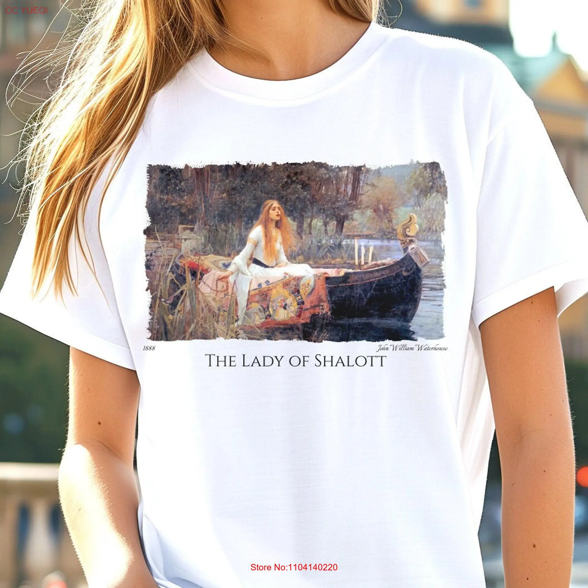 The Lady of Shalott Fine Art T Shirt Famous Waterhouse Oil Painting Romanticism Classical 100 Cotton