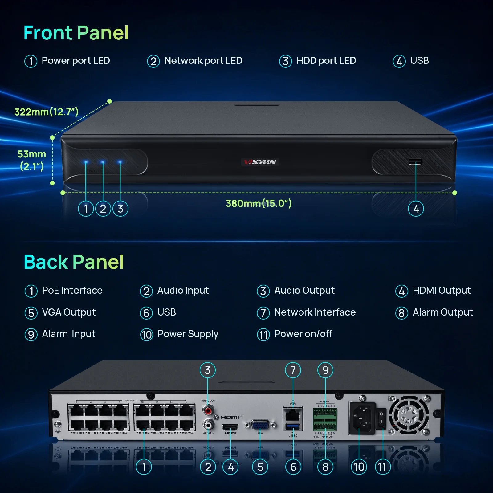 Vikylin 4K NVR UP to 12MP Home CCTV Security Surveillance System 16ch 16POE Support Smart Find Network Video Recorder P2P H.265+ view 6