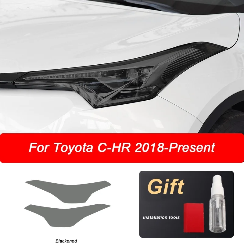 

For Toyota CHR 2018 2019 2020 AX10 Accessories Front Light Transparent Smoked Black TPU Sticker Car Headlight Protective Film