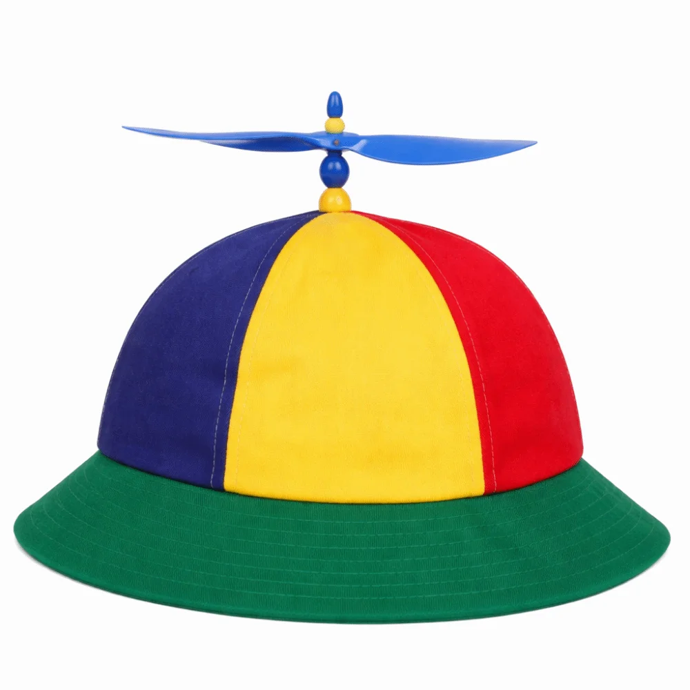 

Detachable Propeller Baseball Cap Adjustable Color-block Bamboo Dragonfly Cap Rainbow Design Cotton
