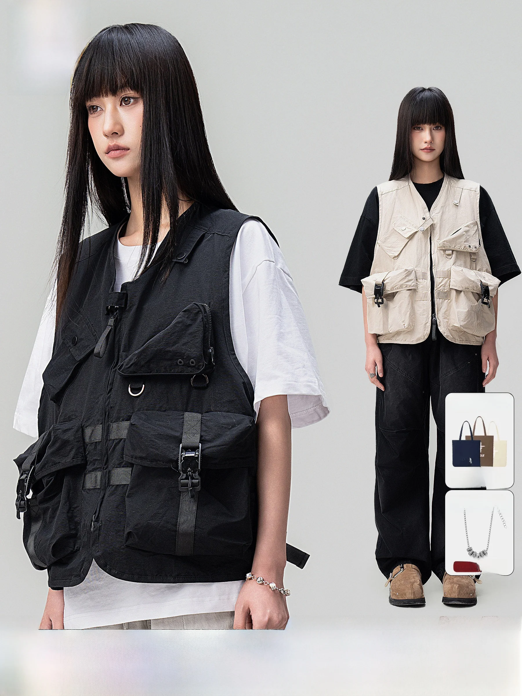AOGZ Tactical Vest Multi-Pocket Workwear for Men And Women Outdoor Fashionable Shoulder Pad Spring Autumn New Arrival