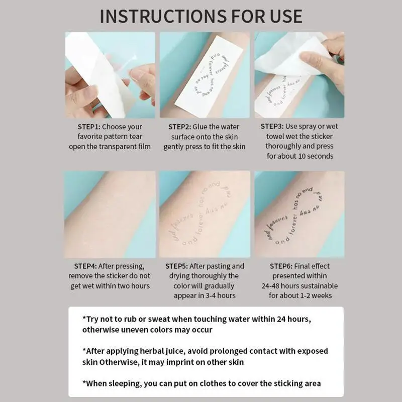 10Pcs Arabic Quote Waterproof Herb Temporary Tattoo Stickers Long-lasting Arm Leg Chest No Peel Realistic