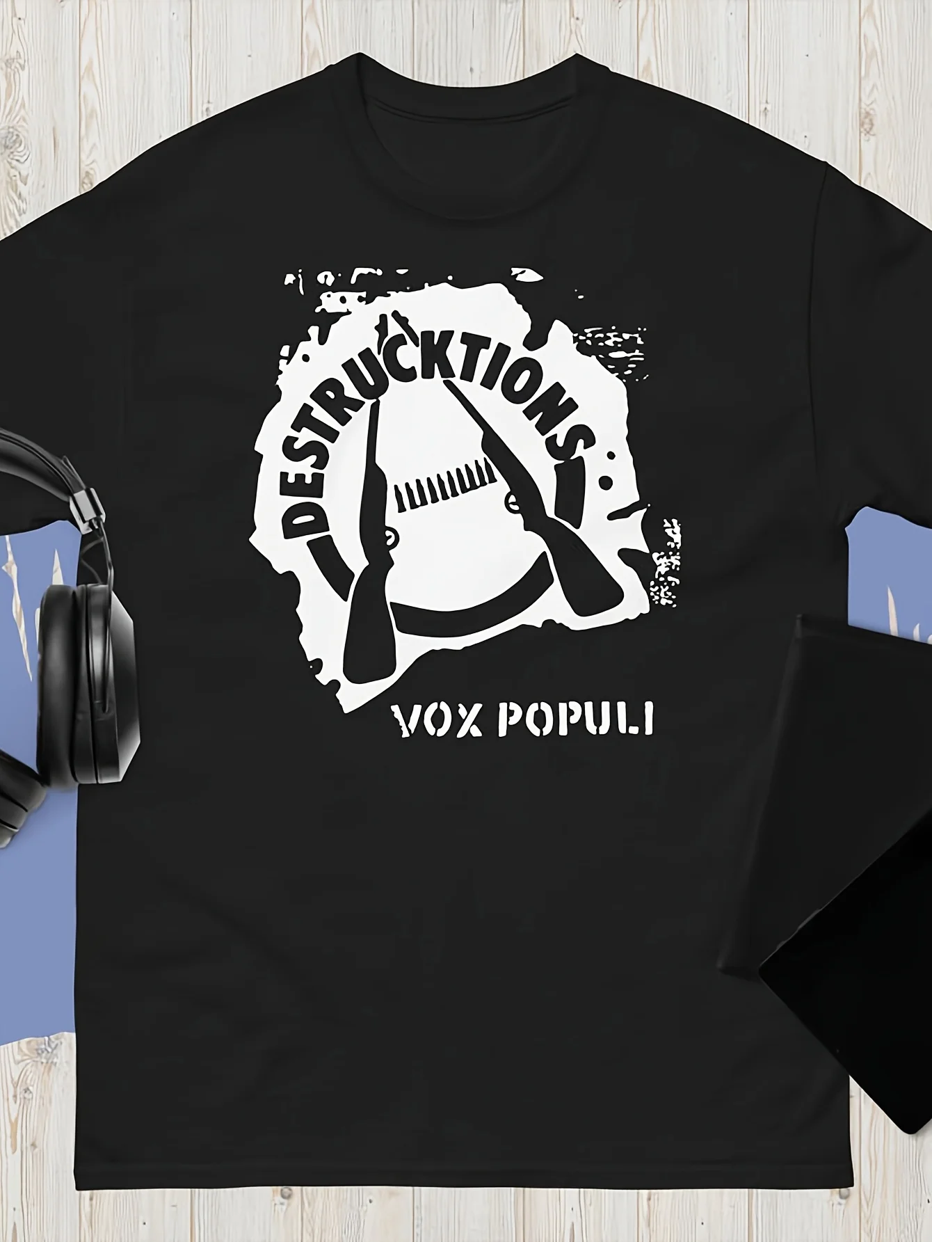 Men's Destructive Vox Populi 1983 Album Cover T-shirt - Classic Version Soft Black T-shirt Printed Casual Wear Music Fan Gift